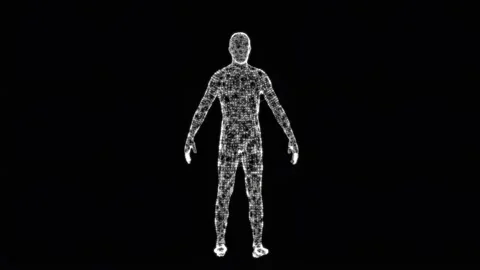 Rotating 3d rendering Human figure formed by connecting lines 4k loop Stock-Footage 196191626