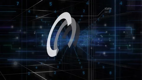 Rotating 3D ring with animation over digital network with numbers and circuits Stock Footage 304011602