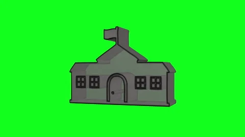 Rotating 3d school building icon on green screen background Vídeos de archivo 319757575