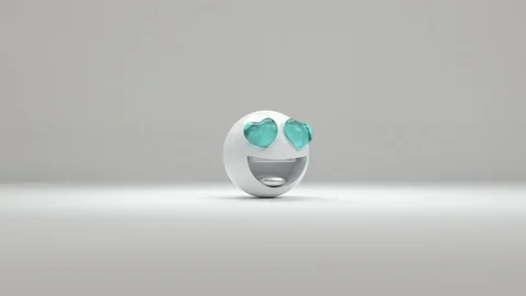 Rotating 3D Silver And Plastic Emoji Against White Gradient Background Stock Footage 112806274
