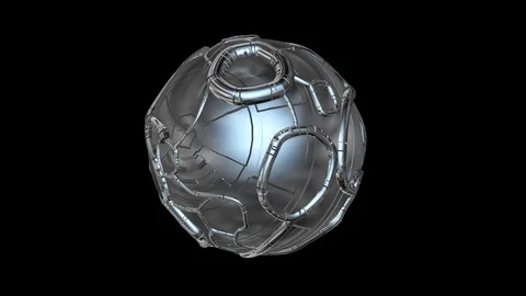 Rotating 3d sphere. Looping seamless animation. Black and white alpha matte Video stock 91724380