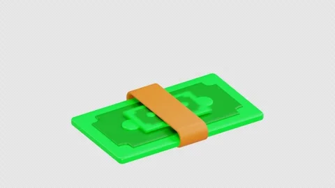 Rotating 3D Stack of Money Animation, Alpha Channel Stock Footage 313165659