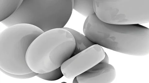 Rotating 3d stones. Design. Abstract 3d stones move in spiral rotation on white Stock Illustration