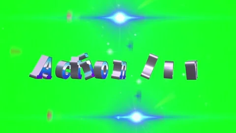 Rotating 3D Text Animation with Glowing Stars on a Vibrant Green Screen Stock Footage 338368395