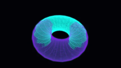 Rotating 3D Torus Wireframe Animation Stock Footage 345730090