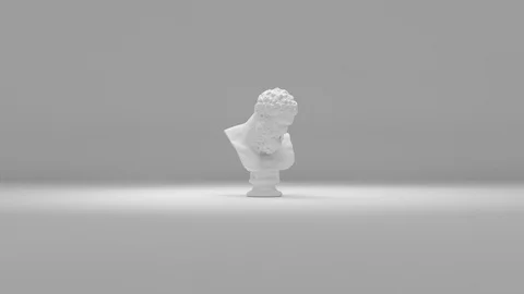 Rotating 3D White Statue Of Hercules Against White Gradient Background Stock Footage 112805583