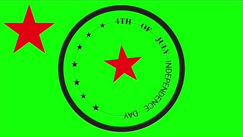 Rotating 4th July Star Badge Animation Green BG USA Text 4K 2K Full HD Stock Footage 311488422