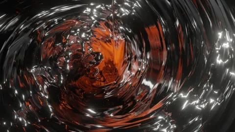 Rotating abstract chrome figure with wave surface. Looping animated background.  Stock Footage 253675287