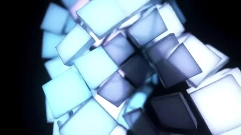 Rotating Abstract Cubic Forms with Soft Pink and Blue Illumination Stock Footage 313324293