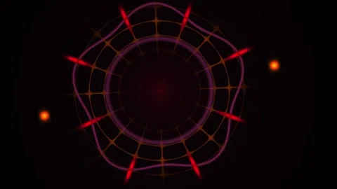 Rotating Abstract Geometric Light Pattern with Red and Purple Glowing Lines.. Stock Footage 343763888