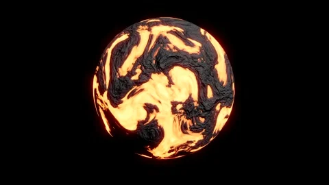 A rotating abstract planet of hot lava. 3D render. Stock Footage 166750237