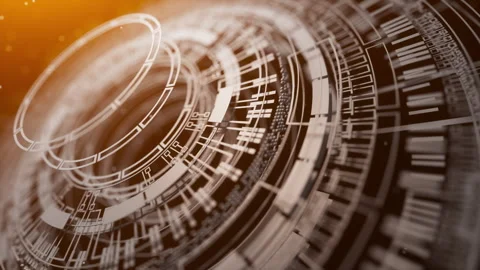 Rotating abstract tech circles with cyclical motion. Loop motion. Stock Footage 315526306