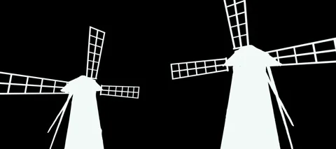 Rotating abstract windmill silhouettes. Stock Footage 264161069