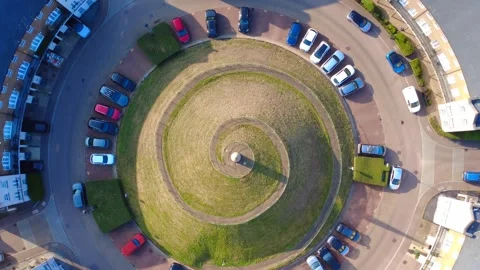 Rotating Aerial Drone View of Circular Roundabout in Greenhithe Video stock 316698732
