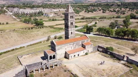 Rotating aerial view of the isolated Basilica of the Holy Trinity Stock Footage 308944548