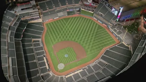 Rotating Aerial View Over Empty Target Field At Night In Minneapolis Minnesota Stock Footage 225604256