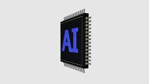 Rotating AI Microchip Animation on Alpha Channel, Looped Stock Footage 277598353