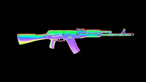 Rotating AK-47. Multicolored Looped Element Video stock 133721628