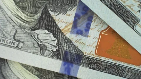 Rotating American 100 dollars close-up. Stock Footage 269986047