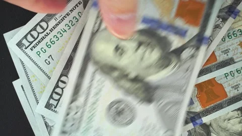 Rotating American 100 dollars close-up. Stock Footage 270251961