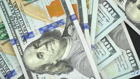 Rotating American 100 dollars close-up. Stock Footage 270252030