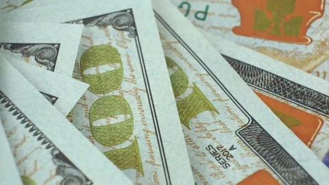 Rotating American 100 dollars close-up. Stock Footage 271384812