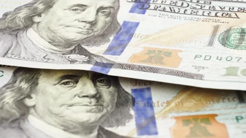 Rotating American 100 dollars close-up. Stock Footage 282598936