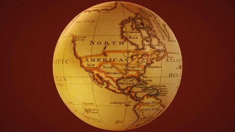 Rotating ancient globe on a red background loop 2 스톡 동영상 120543101