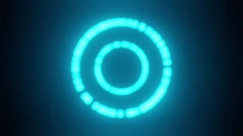 Rotating and glowing blue circles coming towards the camera Stock Footage 320625126