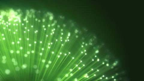 Rotating and luminous spherical model with fiber optic data cable. 3d illustr Stock Photos