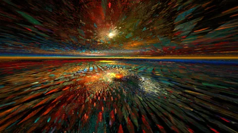 Rotating and particles rectangles on horizon line Stock Footage 32216059