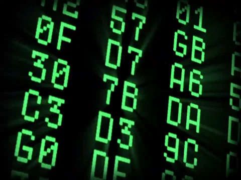 Rotating and shining byte-matrix Stock Footage 35746694