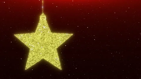 A rotating and swaying yellow five-pointed star made of sparkling particles Stock Footage 254974322