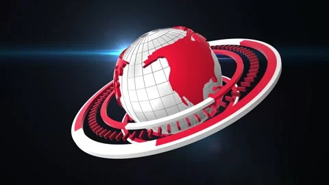 Rotating Animated 3D Red Globe , Breaking News Globe in 4k Stock Footage 308477399