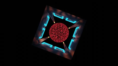 Rotating animation loop of 3D red color energy sphere inside sci-fi frame. Stock Footage 138067866