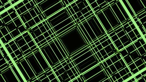 Rotating animation with square line construction. Design. Spatial grid with Stock Illustration