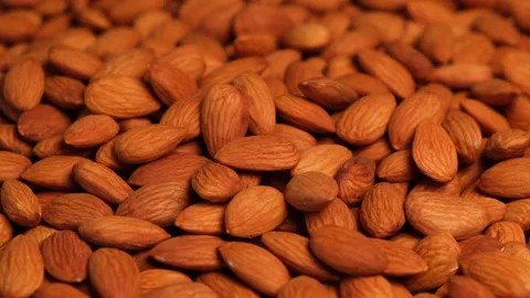 Rotating appetizing almonds close up Stock Footage 154631770