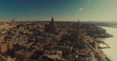 Rotating around Basilica of Mount Carmel in Valletta Malta Stock Footage 73812525