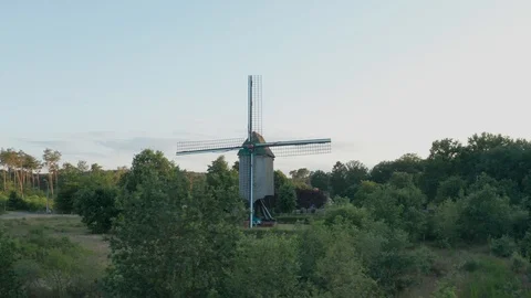 Rotating around grain mill in beautiful nature location 動画素材 123021913