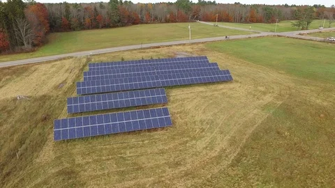 Rotating Around a Solar Panel Array From Above Stock Footage 98089203