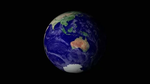 Rotating around as zooming into Australia, clouds are cleared out. Stock Footage 142549331