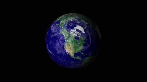 Rotating around as zooming into Canada, clouds are cleared out. Stock Footage 142549370
