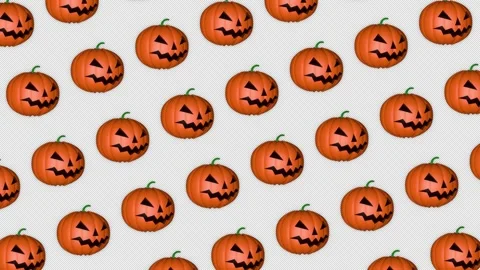 Rotating Array Halloween Pumpkins Animation, Background, on Alpha Channel, Loop 库存影片 250913425