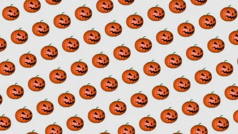 Rotating Array Halloween Pumpkins Animation, Background, on Alpha Channel, Loop 库存影片 250915229
