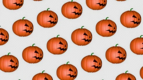 Rotating Array Halloween Pumpkins Animation, Background, on Alpha Channel, Loop Vídeo Stock 253412191