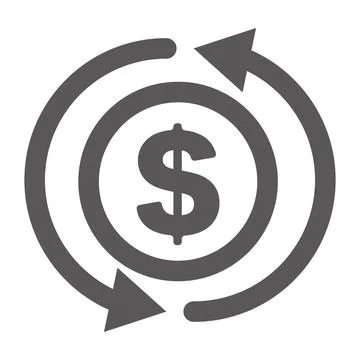 Rotating arrow and dollar icon. Vectors. Gray color. Stock Illustration