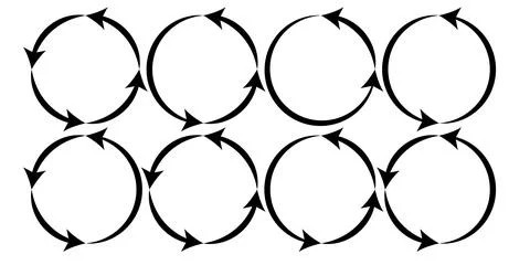 Rotating Arrow Circle Icon Set for Infographic Recycling Process Stock Illustration