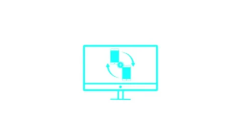 Rotating arrow with mobile icon animated on monitor background Stock Footage 263874046