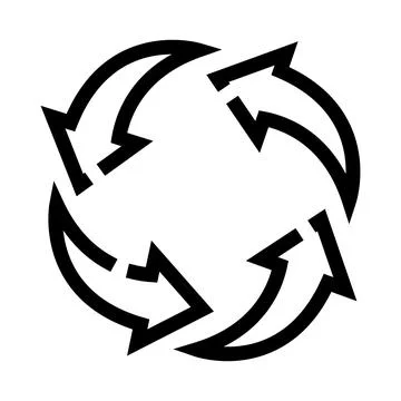 Rotating arrows forming a circular continuous loop process Stockillustratie