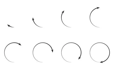 Rotating arrows icon creating rotation of 45 degree to 360 degree Stock Illustration
